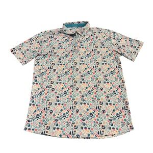 Swannies Mens Floral Golf Polo Shirt Large Multicolor Performance Stretch